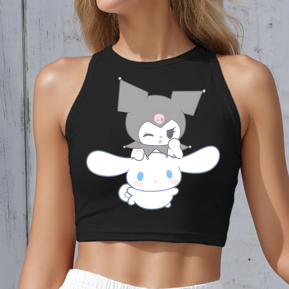 

KAWAI CLOTHES KUROMI off shoulder crop top summer women cute outfit Cartoon Tops Clothing Personalized Ladies