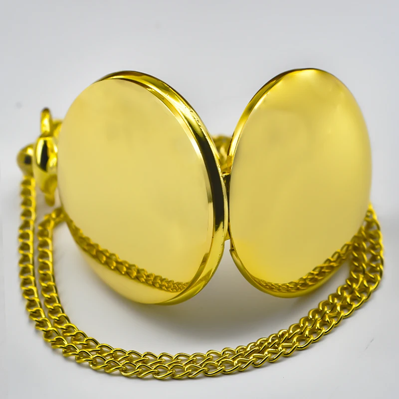 Классические модные Гладкие стальные полированные кварцевые карманные часы 37 см с цепочкой-брелком мужские Подвесные Подарки