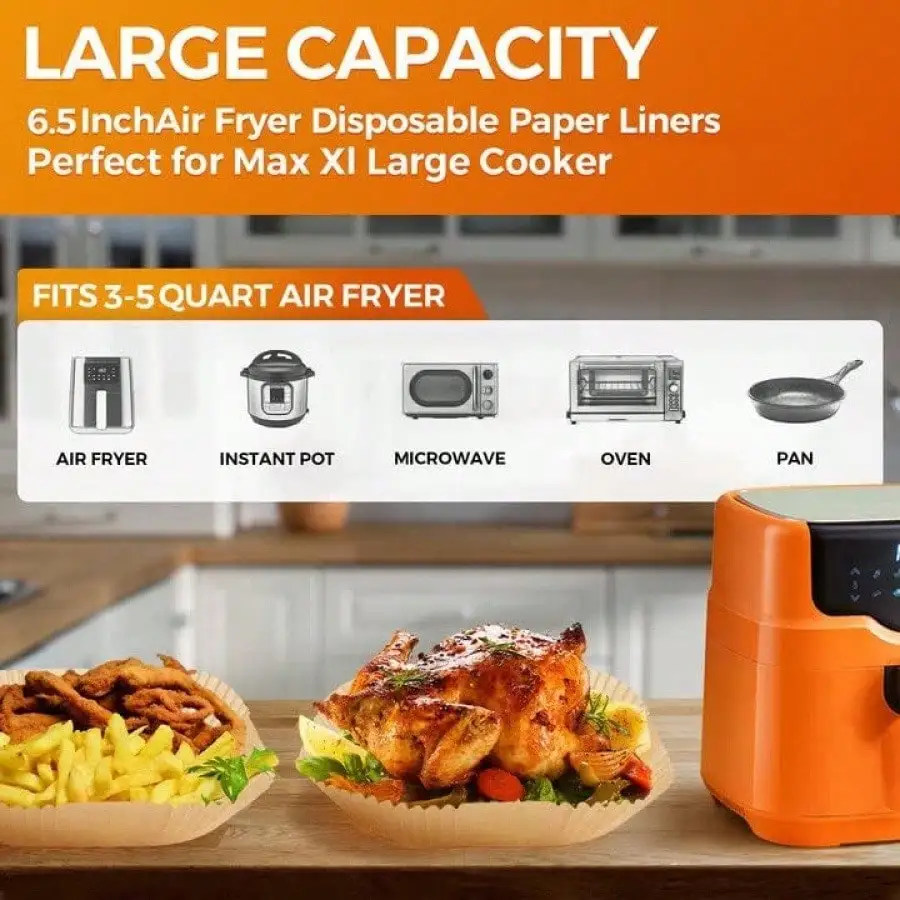 Special paper tray for air fryer, square oil and waterproof silicone paper, high temperature resistant disposable oil absorbing paper liner, wash-free baking paper holder