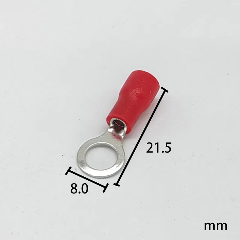 Conector de Cable aislado de anillo rojo RV1.25-5, Terminal de crimpado eléctrico, Conector de Cable de RV1.25-5, RV, RV1-3, Rojo