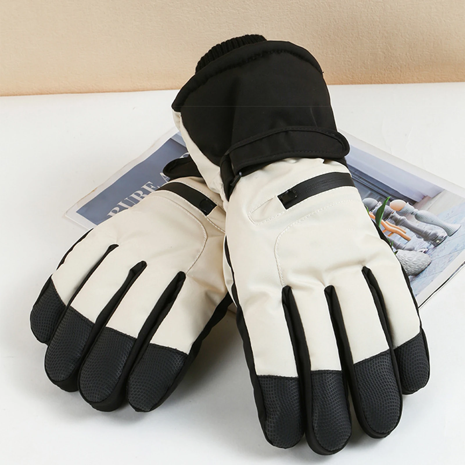 

Универсальные лыжные перчатки, зимние водонепроницаемые ветрозащитные утолщенные плюшевые перчатки для езды на велосипеде, кемпинга, скутера, перчатки с сенсорным экраном и полным пальцем
