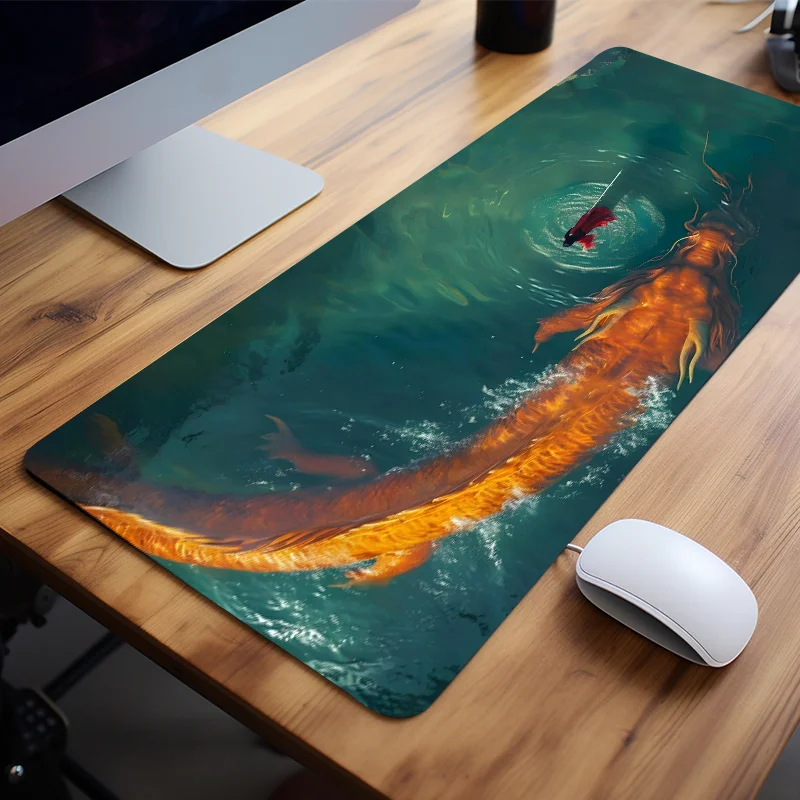 

Dragon and Warrior Design Mouse Pad - Non-Slip Rubber Base HD Print Desk Mat for Gamers and Office Gift for Friends and Teens