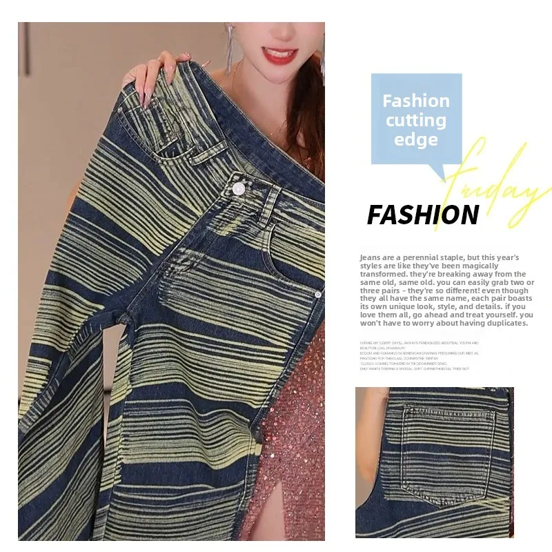 

Faionable American High Street Men's Jeans Casual Loose Straight Leg Pants Retro Sle Cotton Polyester Blend Autumn Wear