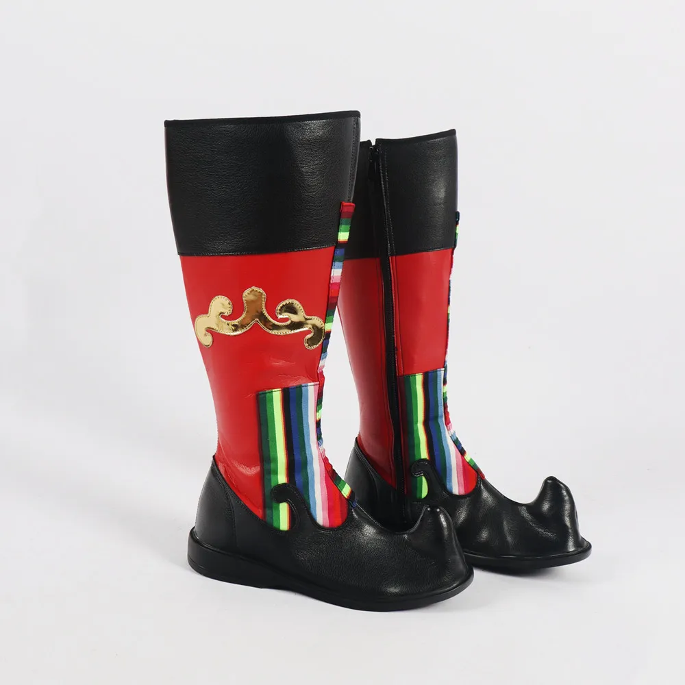 黒赤モンゴルの伝統的なブーツ男性中国古代少数民族ダンサーシューズフェスティバルダンスポリウレタン滑り止めソール