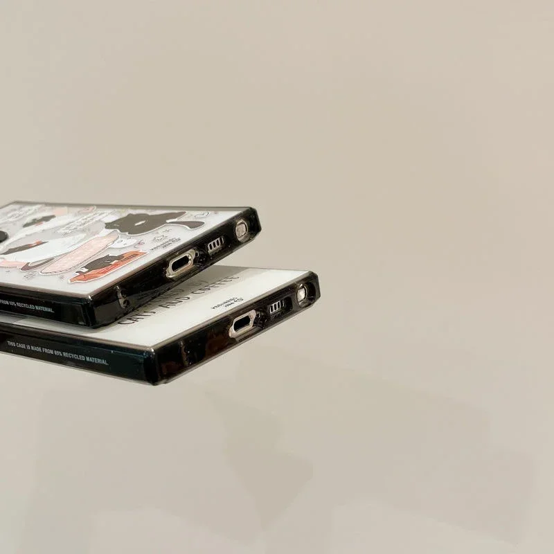 Black Cat MagSafe Acrylic Black Border Protective Case for Samsung Galaxy S24 U S23U S22 Ultra Shell