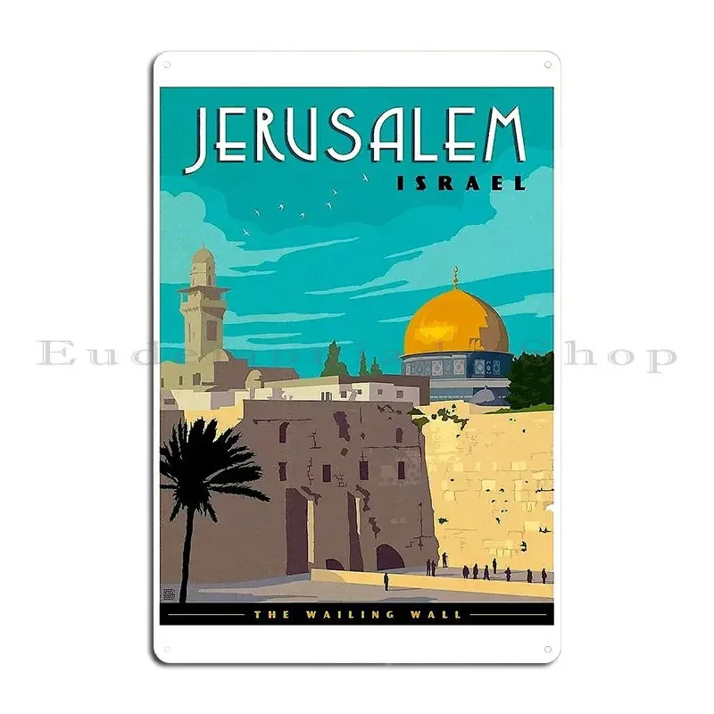 Jerusalem Israel Vintage Travel Advertising Print Metal Plaque Poster Designer Painting Kitchen Bar Cinema Tin Sign Poster