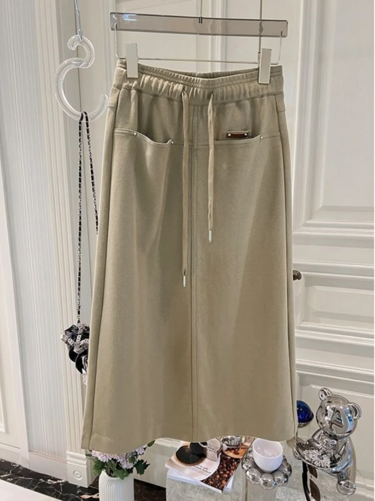 

Юбка женская повседневная свободного кроя средней длины больших размеров, американский дизайн, летняя модная длинная юбка А-силуэта для полных женщин