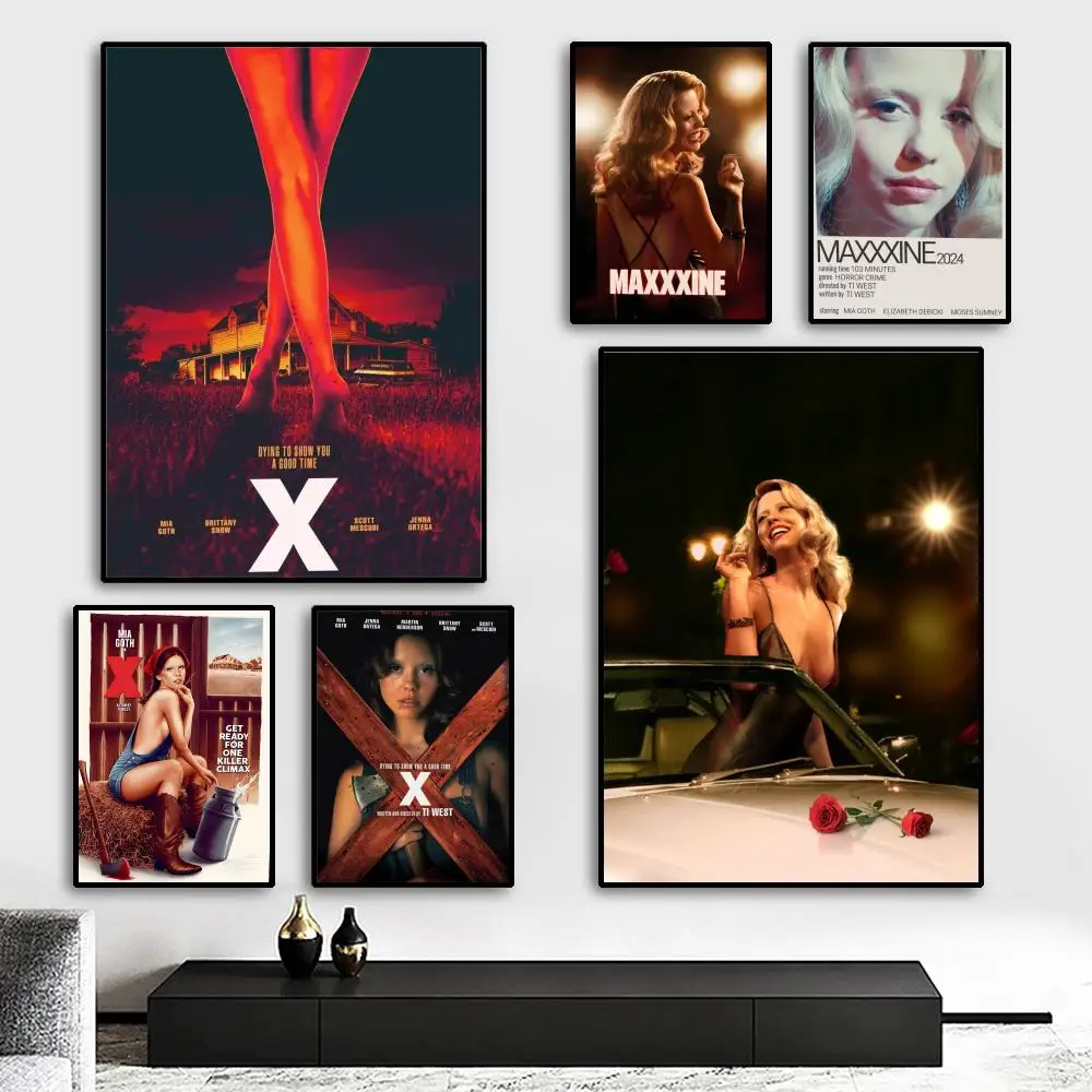 M-Maxxxine Horror Movies Poster HD Print Personalized Canvas Wall Mural Art Poster Photos for Living Room Home Decor Durable