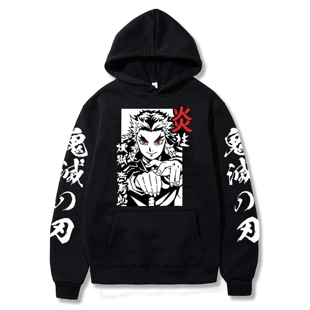 Kimetsu No Yaiba Rengoku Kyojuro Hoodie Men Women 2026 Autumn Winter Anime Cosplay Streetwear Loose Casual Pullover Sweatshirt