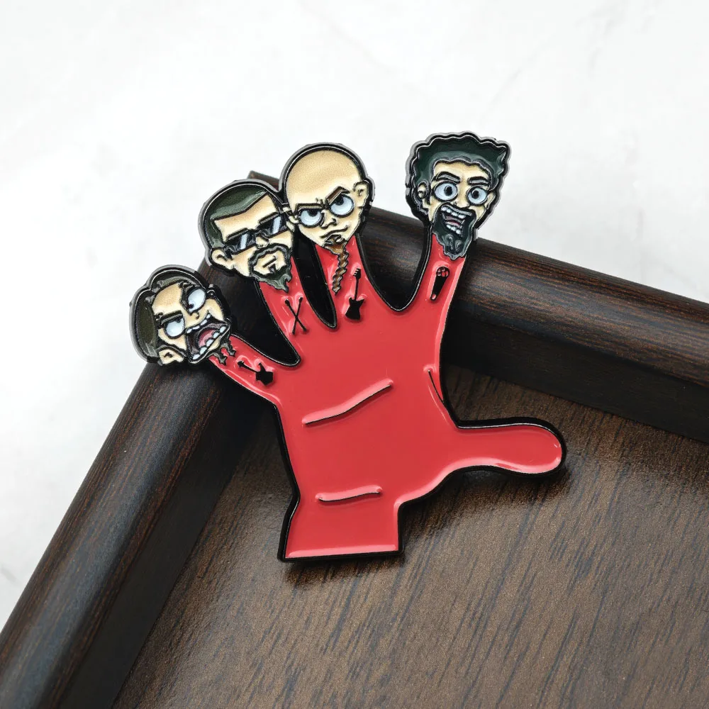 S-System of A D-Down SOAD Metall-Emaille-Anstecknadel Rockband-Logo Brosche Lustiges Rotes Hand-Maskottchen Abzeichen Reversnadeln Musik-Fan-Geschenk Schmuck – Detail 8