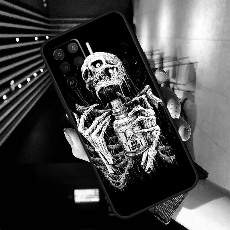 Gothic Fashion Skull Case For OPPO A96 A76 A16 A94 A74 A54 A53 A57 S A15 A52 A72 A93 A5 A9 A31 A17 A77 A78 Coque