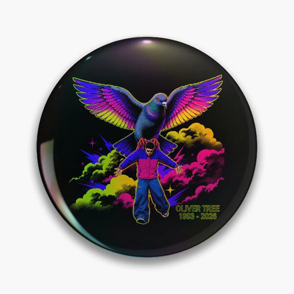 Oliver Tree Rest In Peace 1993 to 2026 Memorial - In loving memory OT Pin Holographic Star Heart Pin Brooches Laminated Button F