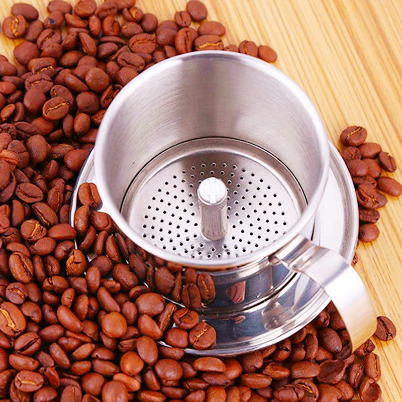 Stainless Steel Coffee Filter Infuse Cup Vietnamese Coffee Dripper Maker Pot Portable Coffee Drip Strainer Kitchen Coffee Tools