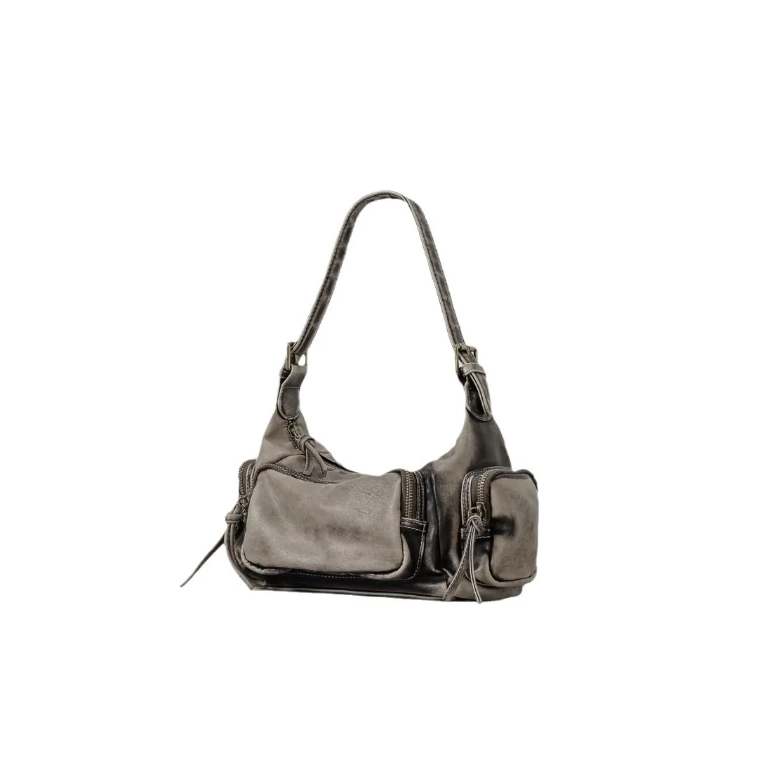 Bolso de hombro Vintage de mezclilla Punk para mujer, bolso de mano Grunge negro Y2k, bolsos de axilas góticos Retro para mujer, estilo Motor