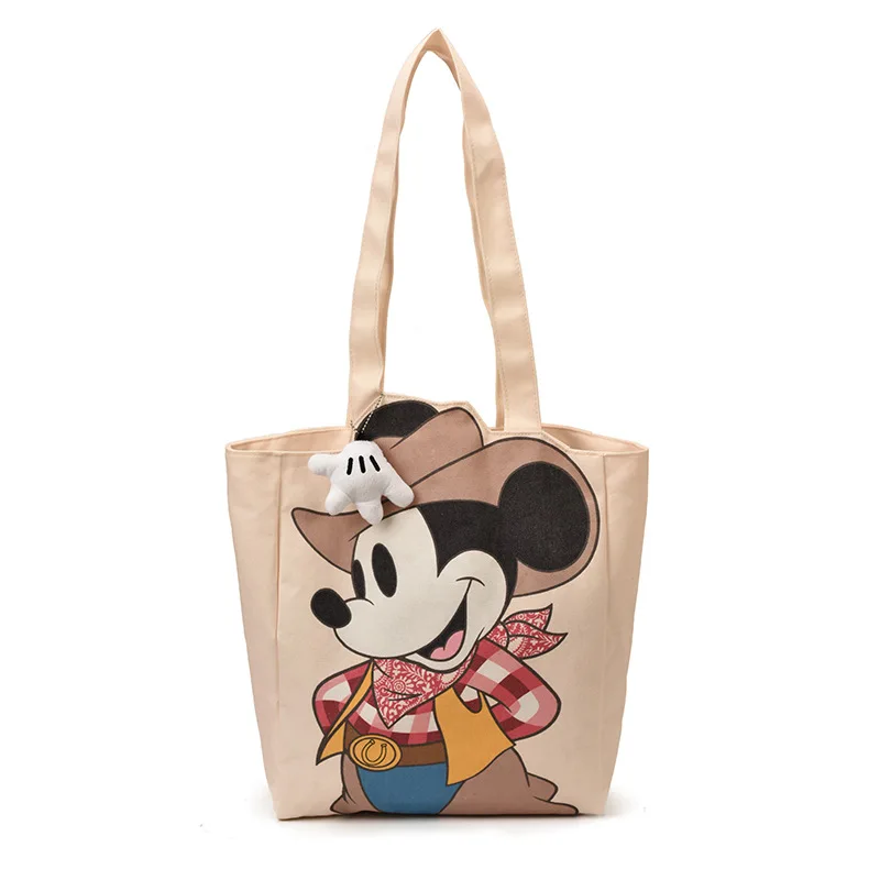 

Disney Mickey Mouse Shoulder Tote Bag Large Capacity Canvas Cute Cartoon Design for Women Girls Students Outdoor Travel
