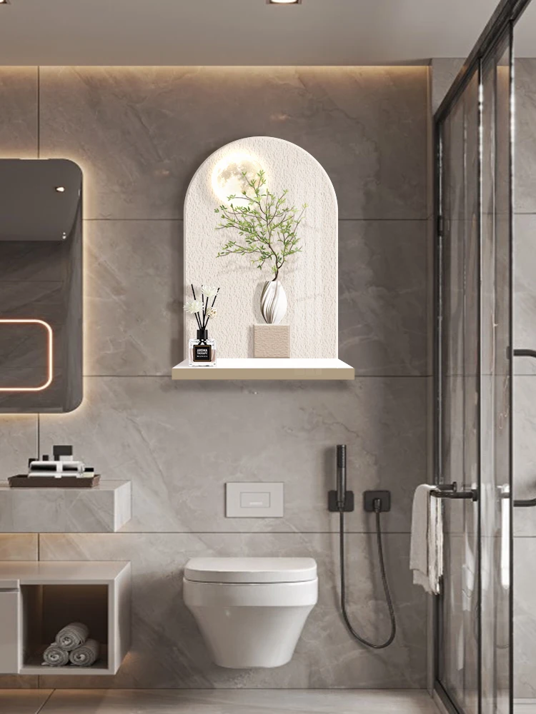 

Cream style bathroom decoration painting Toilet no punching, waterproof, damp fragrance storage rack, hanging painting Hotel