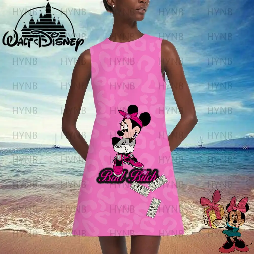 Vrouwen Jurk Minnie Mouse Mode Cover-Ups Boho Beach Mini Zomer Jurken Vrouw 2022 Print Party Mickey Sexy cool Afrikaanse Y2k