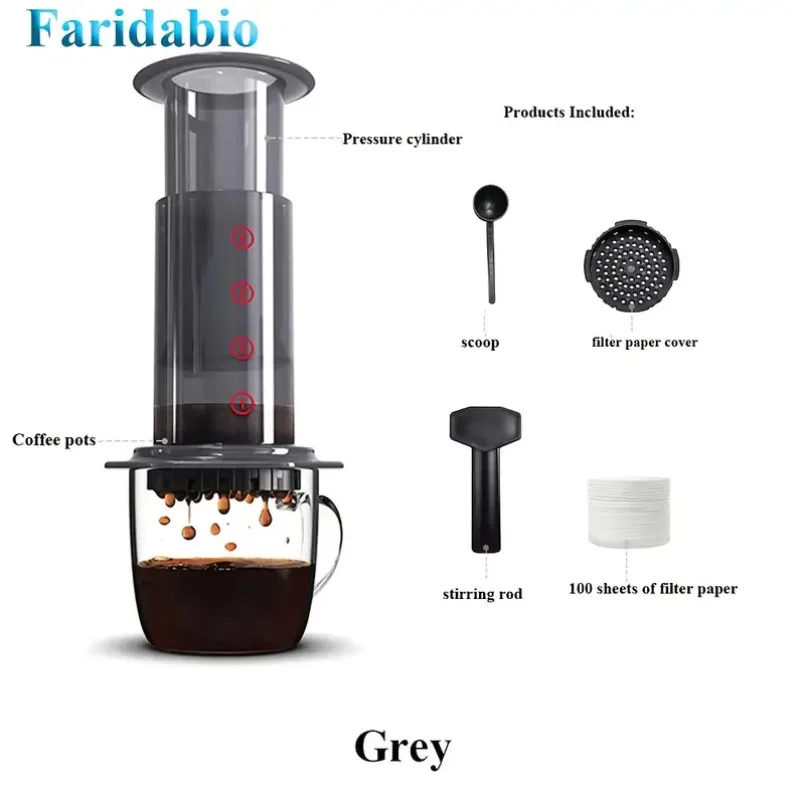 Cafetera exprés Manual, cafetera portátil caliente/fría para prensa manual molida, senderismo y acampada