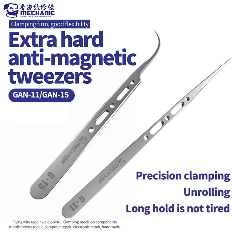 

МЕХАНИК G-11/15 Антимагнитный пинцет Прецизионные пинцеты с ультратонким наконечником для прыжков зажимной проволоки IC SMD Ремонт мобильных телефонов