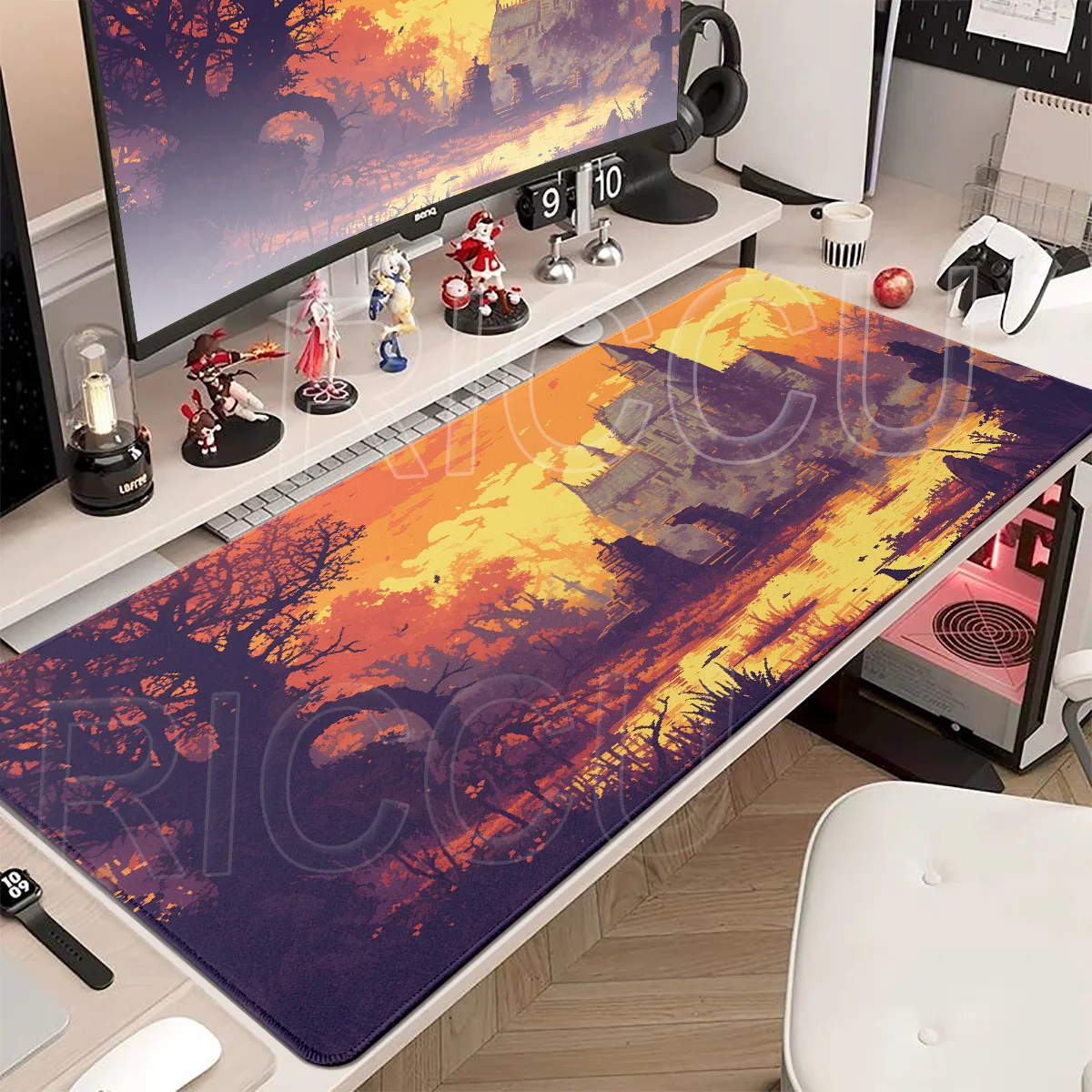 Pixel Art Cloudy Sky Mousepad Cute Mouse Pad XXL E-Sports Desk Pad Extended Gaming Keyboard Mat Large Non-slip DeskMat
