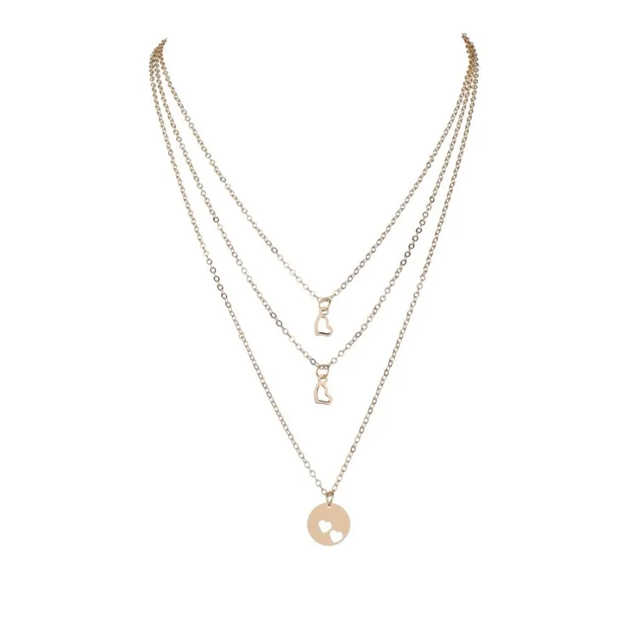 

Stylish Alloy HeartShaped Pendant Ladies Multilayer Necklace Simple Neck Jewelry Gift