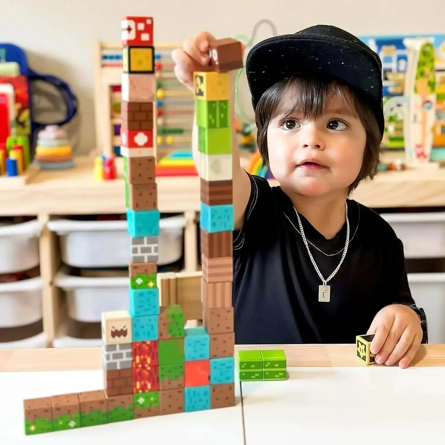 100 peças bloco de construção magnético meu mundo minha cena famosa conjunto de brinquedos magnéticos para meninos e meninas de 3 anos, brinquedos sensoriais presente para crianças