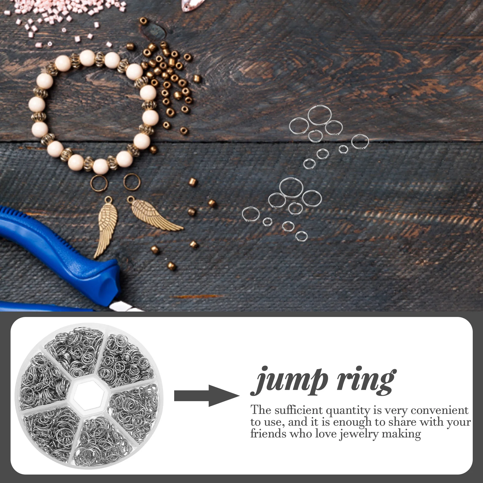 

Box of Open Jump Rings Metal Circles Durable for Jewelry Making Necklace Bracelet DIY Supplies Accessories Jump Rings