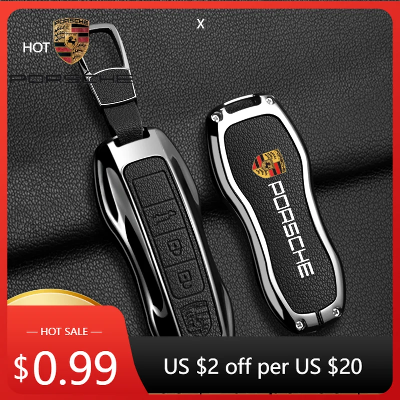 

Car Sticker For Porsche Zinc Alloy Leather for Porsche Boxster Cayman Panamera Cayenne Macan 718/911 Taycan Car Key Case Cover P