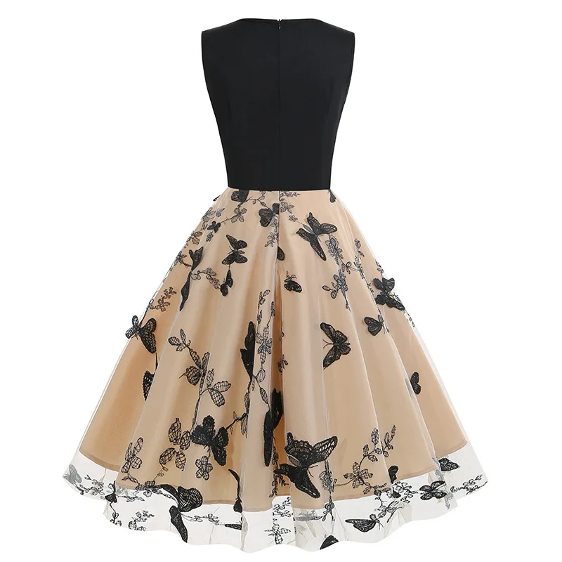 Robe De Cocktail Red Black Gothic Y2K Party Dresses Elegant French  Sleeveless Mesh Butterfly Patchwork Vintage Pinup Swing Dress - AliExpress  200000345