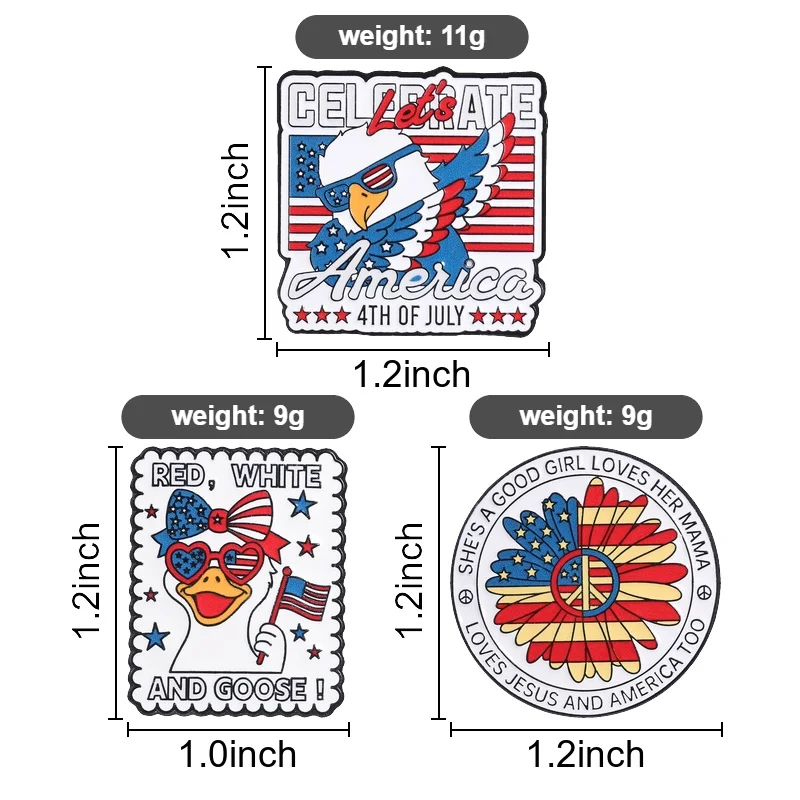 Let's Celebrate America Bald Eagle Pin Star Spangled Background for Patriot Holiday Collectors Streetwear Bag Decoration