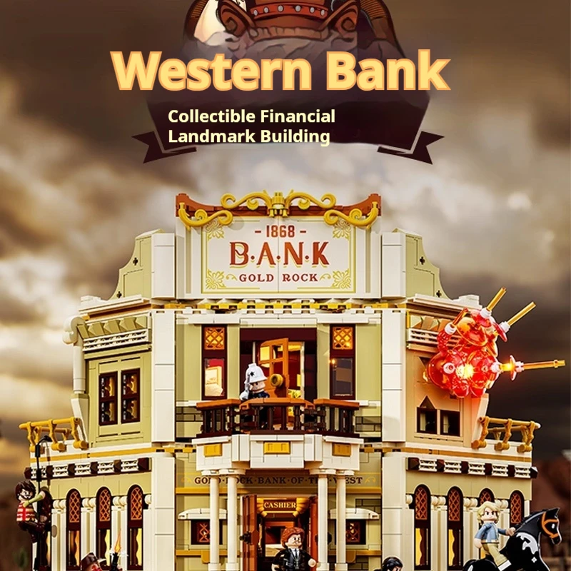 

Lumibricks lamp, western series, western bank robbery building blocks, cowboy building model street view