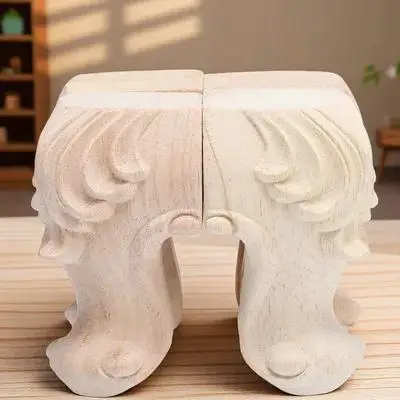 4 قطعة أرجل قطع الأثاث الخشبية الصلبة منحوتة تصميم الورد عالية تحمل أقدام طاولة أريكة مناسبة لخزانة أريكة مقاعد البدلاء