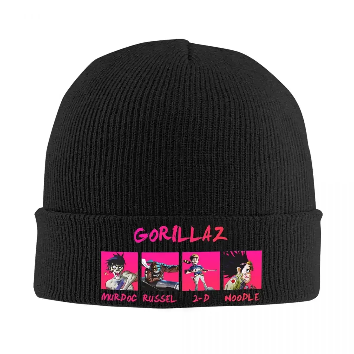 Gorillaz Rock Music Beanie Hats English Virtual Band Cool Caps Female Male Kpop Knitting Hat Autumn Design Warm Soft Beanie Hat