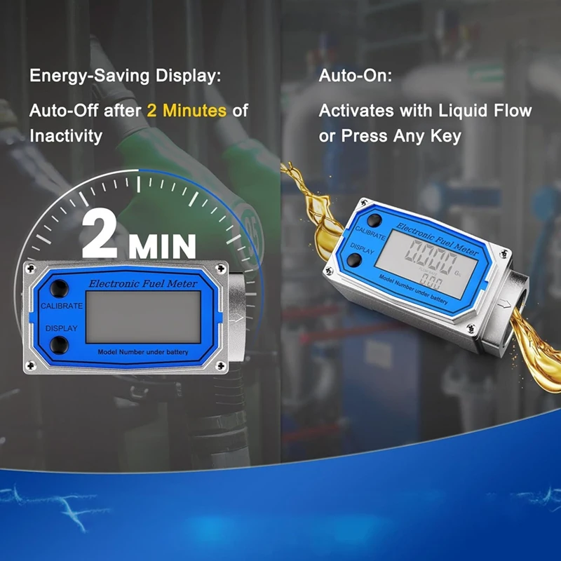 Flow Meter Digital LCD Display, NPT Counter Waterproof Oil Flow Meter, Between GAL , QTS, PTS, L And M³ Units