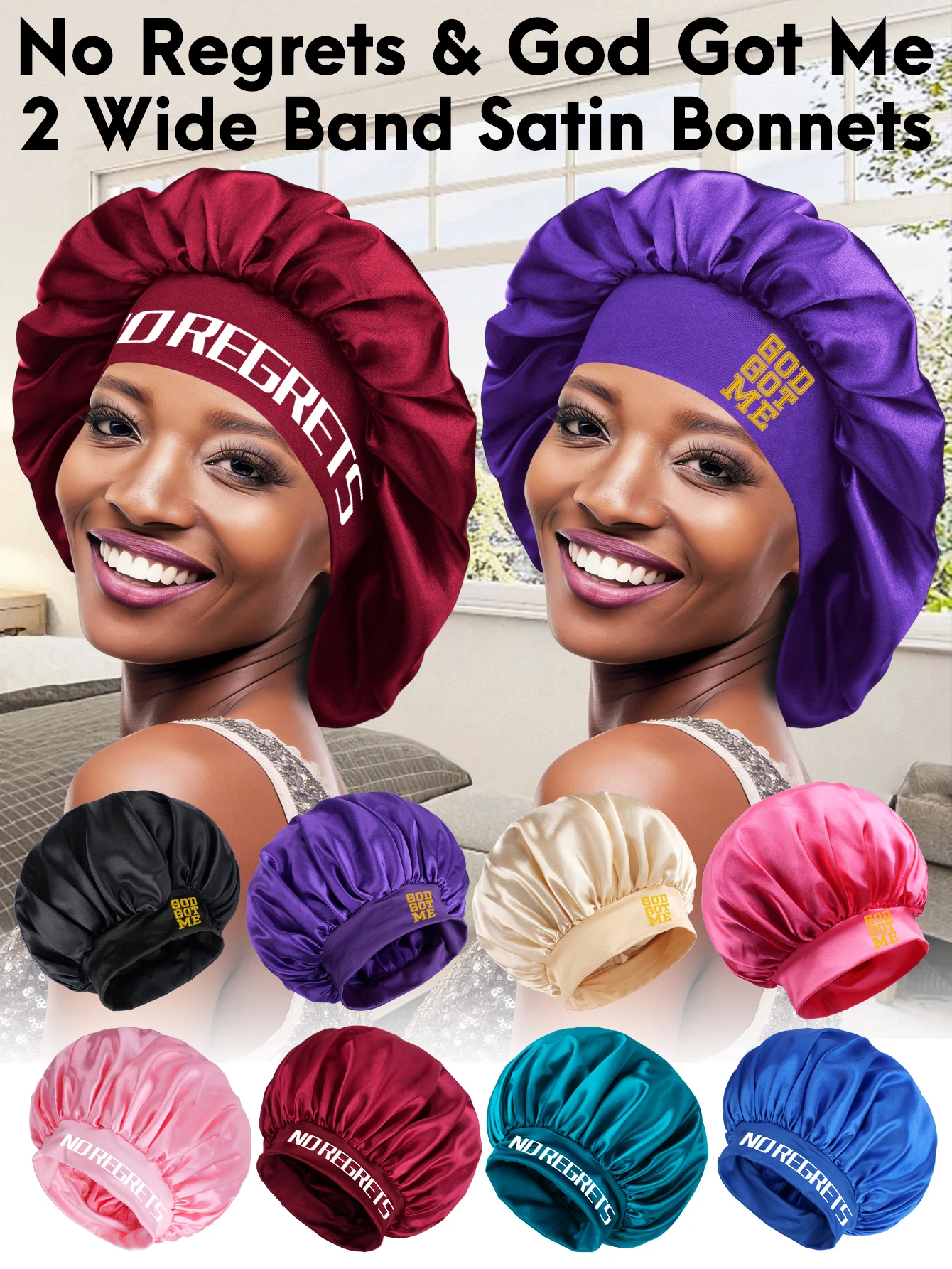 Long Satin Sleep Cap for Sleep And Shower Adjustable Reusable Hair Protection Wrap Cap Suitable for Long Braids Shower Cap