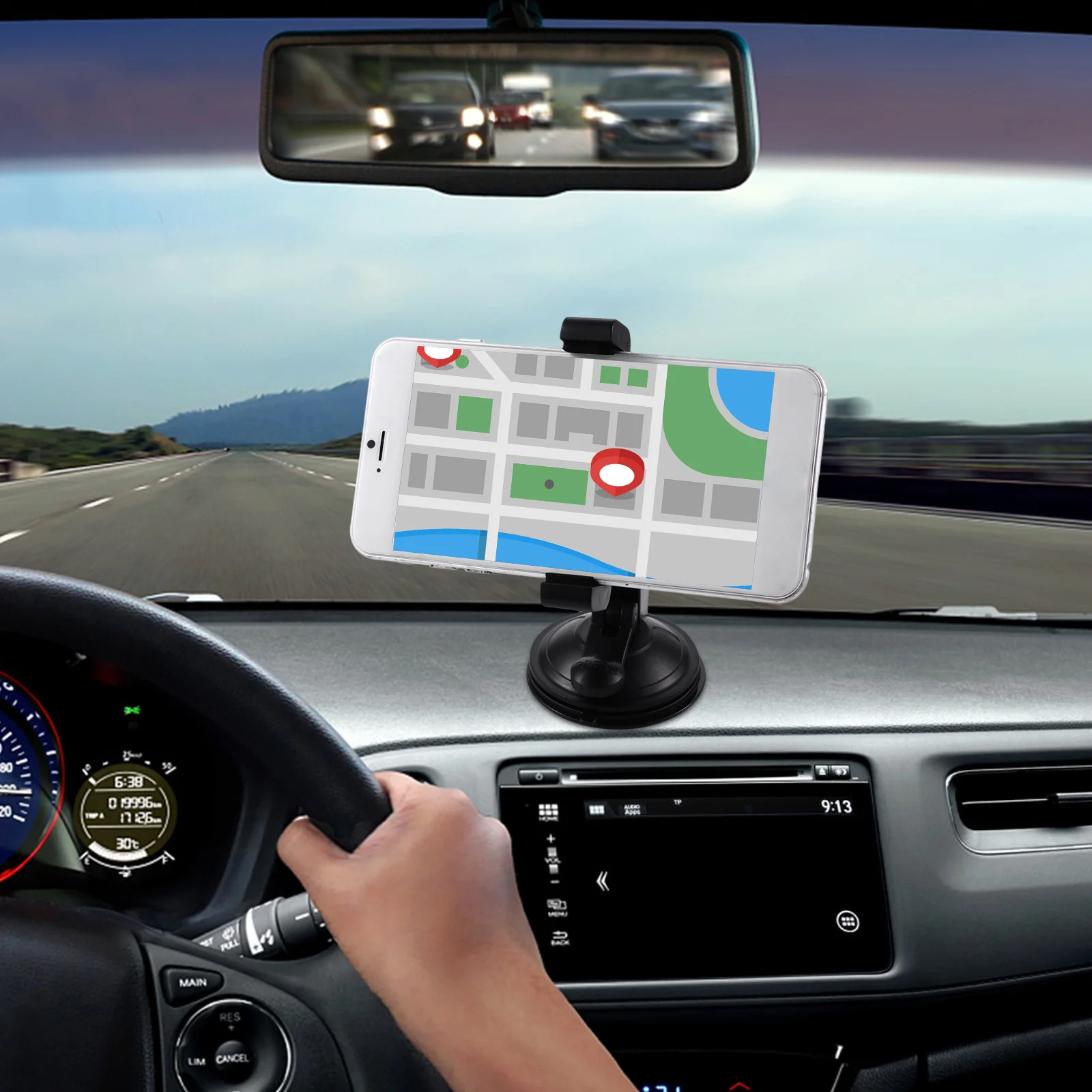 

1Pcs Car Phone Mount Durable Practical Long-Lasting Use Suction Cup Holder Dashboard Windshield Cell Phone Stand Simple Small