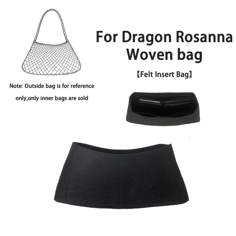 EverToner Felt Ultra-Light Purse Insert Organizer Fits For Dragon Rosanna Woven Bag Travel Makeup Organizer Shape protector