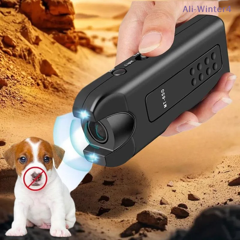 Repelente Ultrasónico para Perros, Dispositivo de Entrenamiento para Mascotas, Luz LED de Doble Cabezal para Exteriores, Dispositivo Portátil Antiladridos para Repeler Gatos y Perros