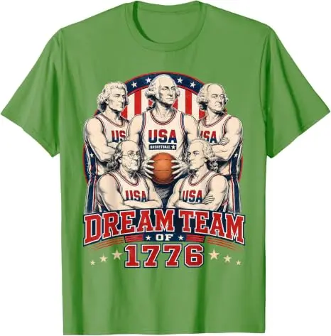 Dream Team of 1776 America 4th of July Independence Team T-Shirt Y2k George Washington USA Basketball Team Graphic Herrenbekleidung – Detail 9
