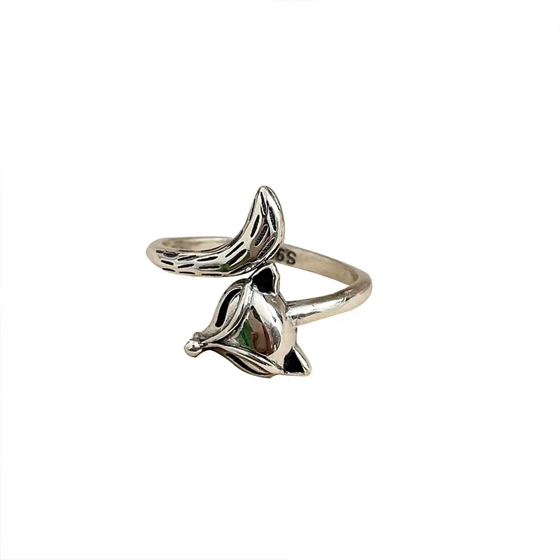 

S925 Sterling Silver Fox Ring Women's Vintage Ins Fashion Light Luxury Small Group Versatile High Grade Feeling Ring