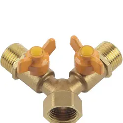 Brass Y Valve Durable 2 Way Y Shape Connectors Water Splitter