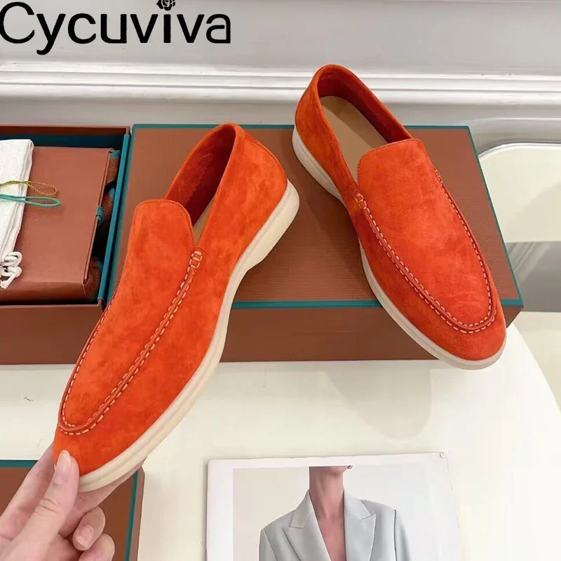 Mocasines planos de cuero de ante para mujer, zapatillas informales, zapatos sin cordones para caminar y vacaciones, color rosa, gran oferta, otoño