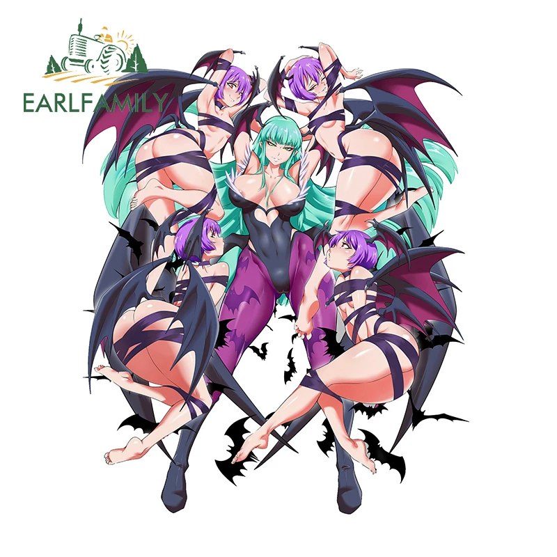 EARLFAMILY 13cm x 10.7cm for Morrigan Aensland NSFW Anime Fanart Car Sticker Sexy Hot Game Vinyl Decal Personality Caravan Decor