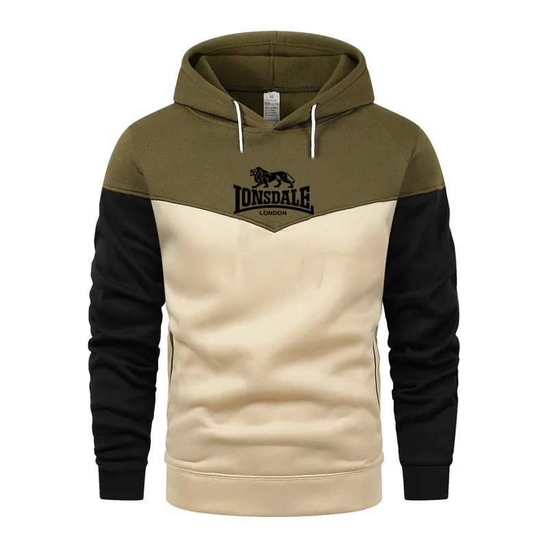 Popular Spring Autumn Men's Splicing Hoodies Fleece Warm Sweatshirts Casual Male Street Style Pullover Sport Tops