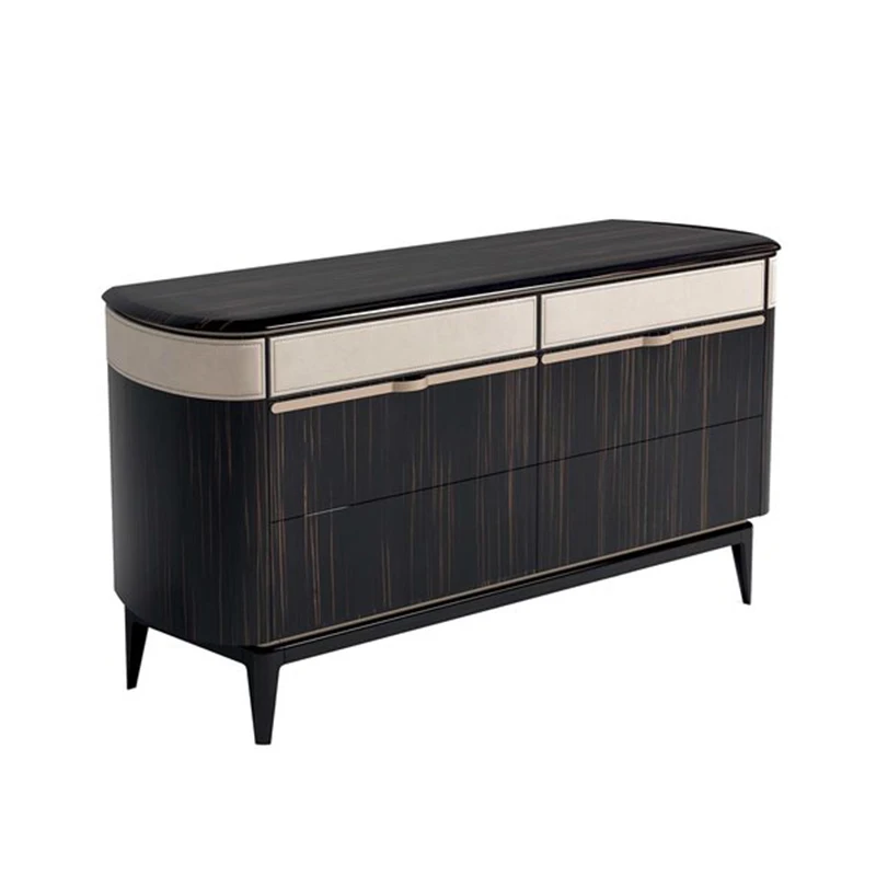 

Italian light luxury dining side cabinet bedroom minimalist storage cabinet modern ebony paint drawer villa living room