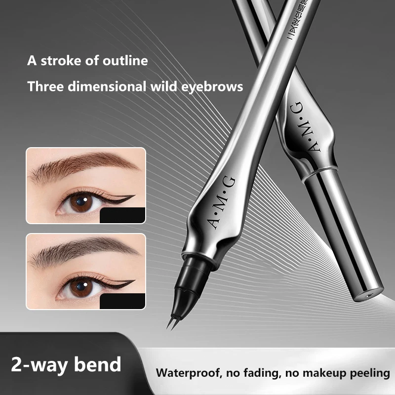 2-Punkt-dauerhafter wilder Augenbrauenstift, flüssiges Augenbrauen-Tattoo, wasserdicht, liegender Seidenraupen-Stirn-Eyeliner-Stift, einfach zu verwendende Augen-Make-up-Tools