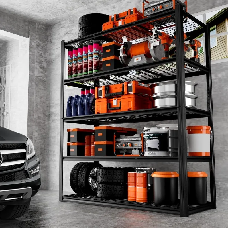 Prateleira de garagem resistente de 60 "w, prateleiras de armazenamento de 33000lbs, prateleira de metal ajustável de 5 camadas, prateleira utilitária, rack de garagem sto