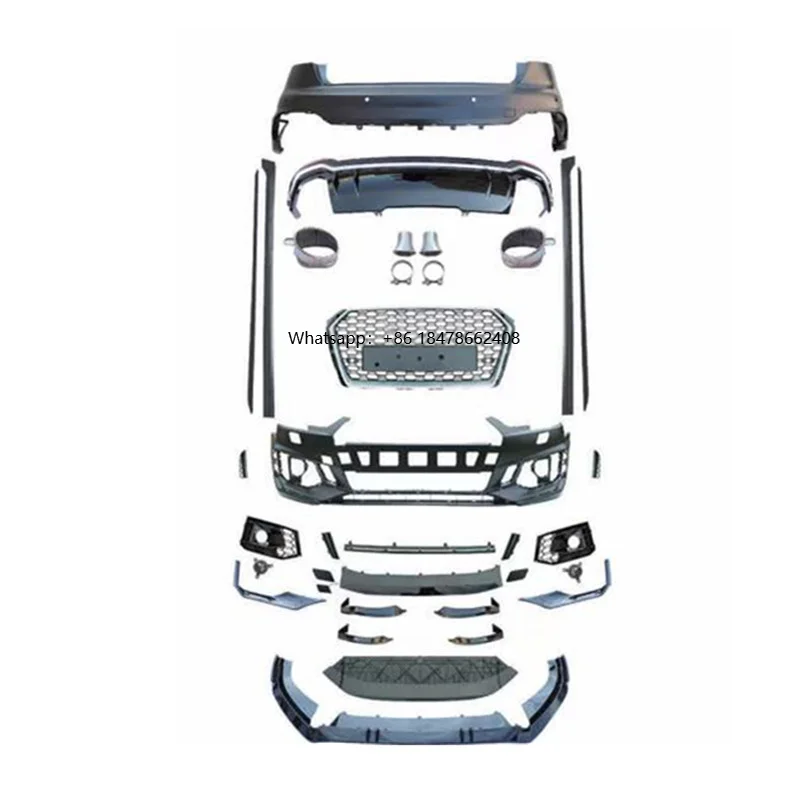 

Car A4 B9 S4 Front Rear Bumper Diffuser Grille Kit A4 Upgrade RS4 Style Body Kit for A4 B9 S4 2017 2018 2019 Full Body Kit