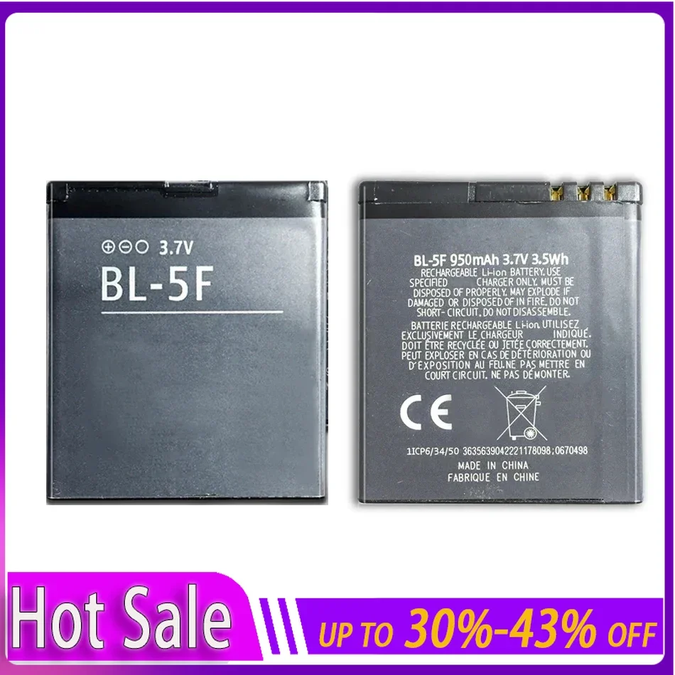 BL-5F 950mAh Battery for Nokia N72 N78 N95 N93i E65 6210 6260S 6290 N96 N98 6710N Mobile Phone Batteries Warranty + Track Code