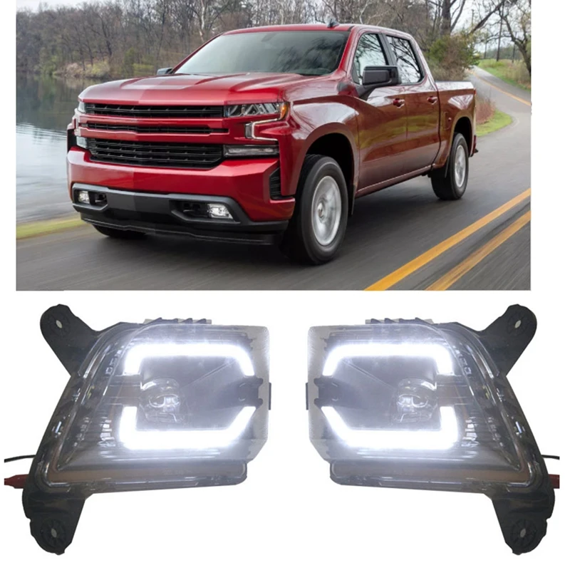 Car LED Bumper Driving Lamp DRL Daytime Running Light Fog Light For Chevrolet Silverado 2019 2020